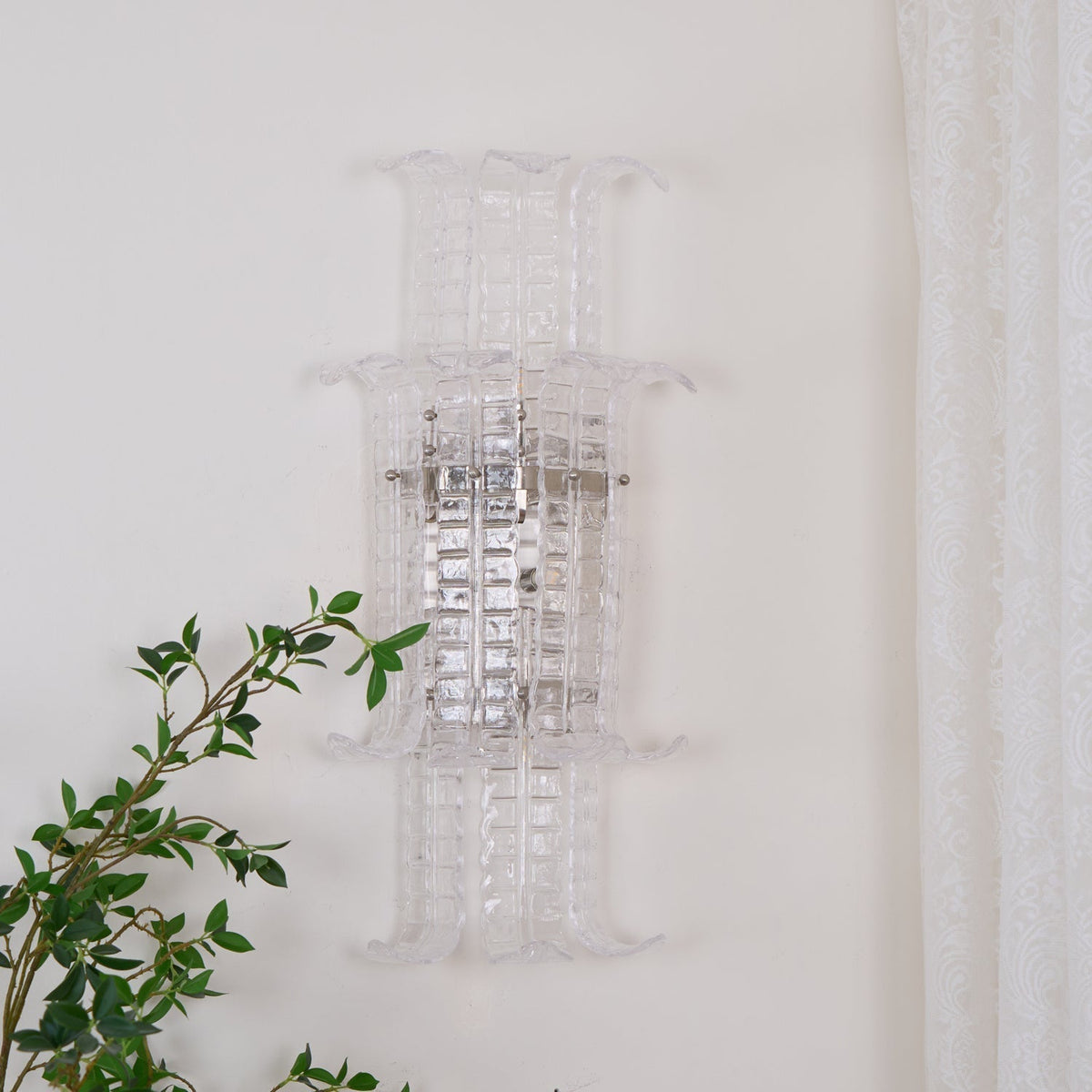 Celearia Wall Sconce Clear Murano Glass Panel Geometric