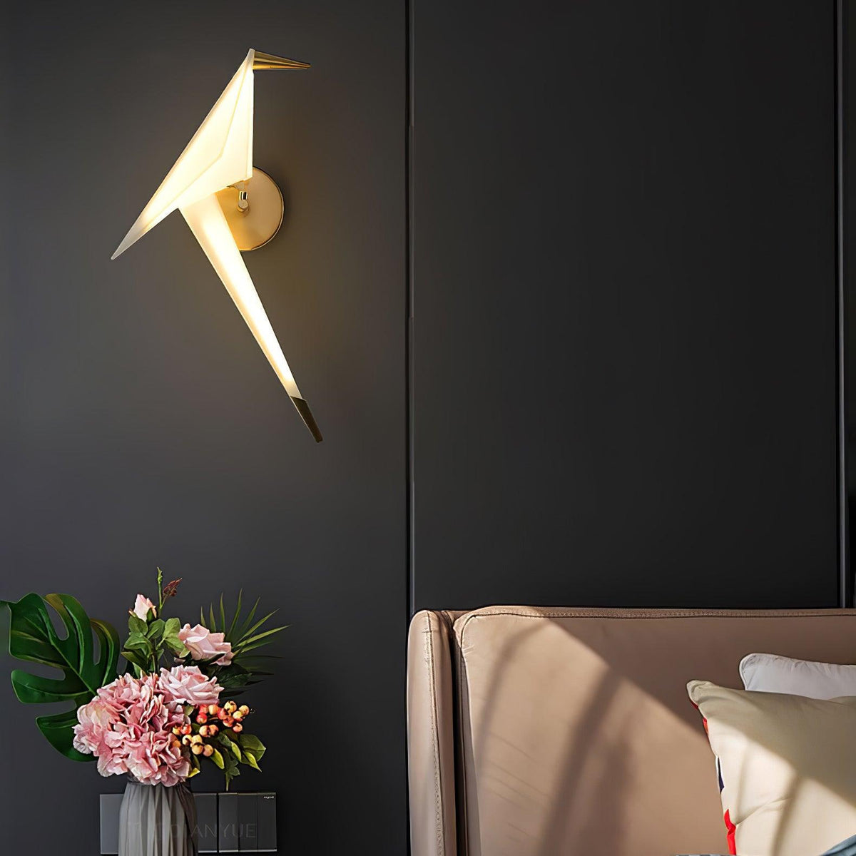 Visileth Nordic Art Crane Plug-In Wall Lamp