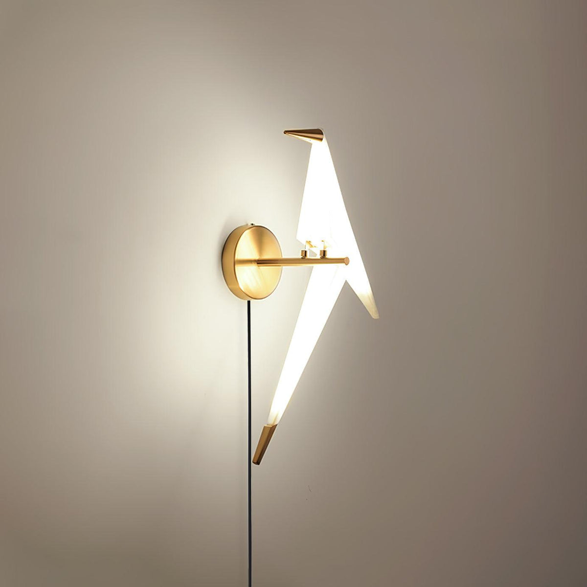Visileth Nordic Art Crane Plug-In Wall Lamp