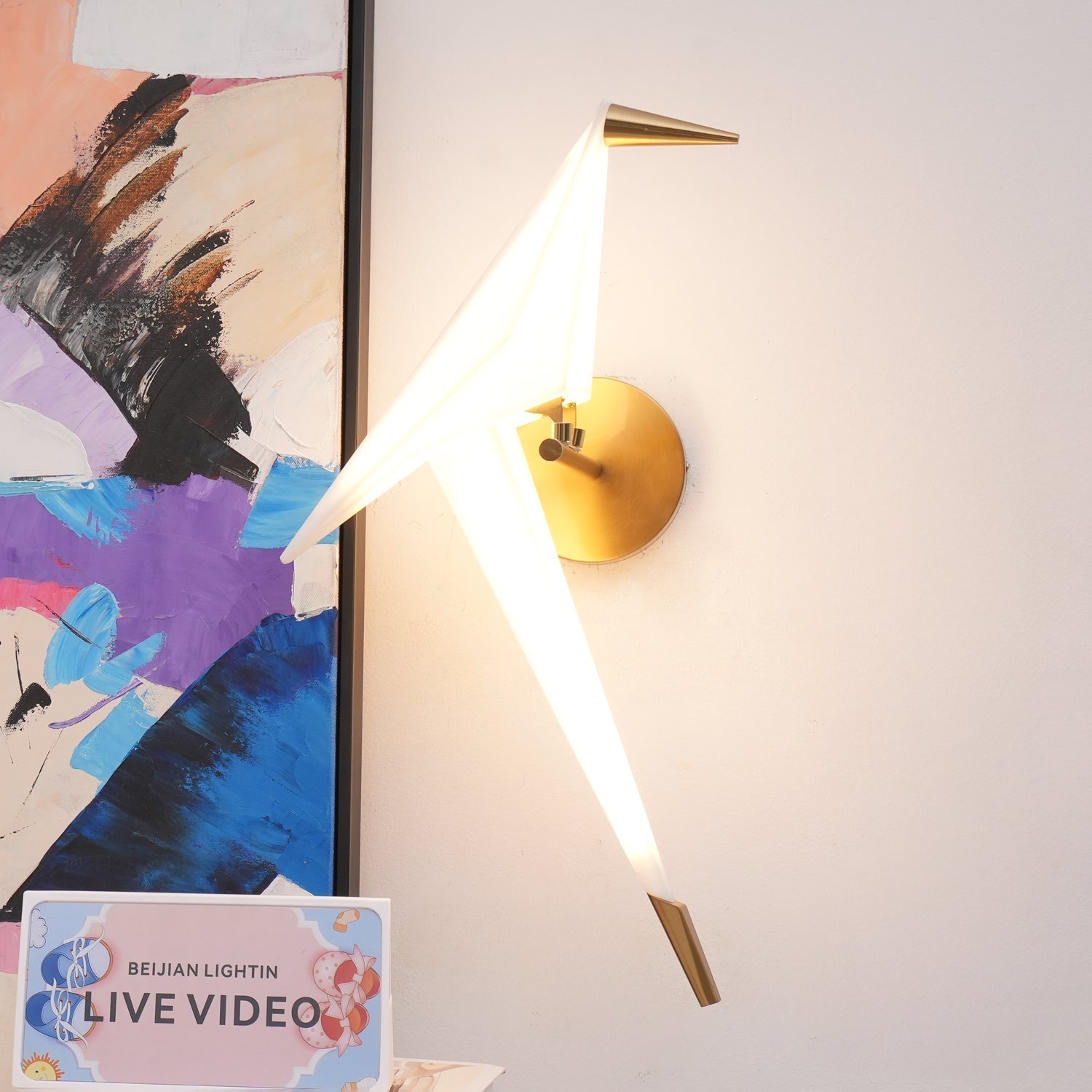 Eovela Nordic Art Paper Crane Wall Lamp