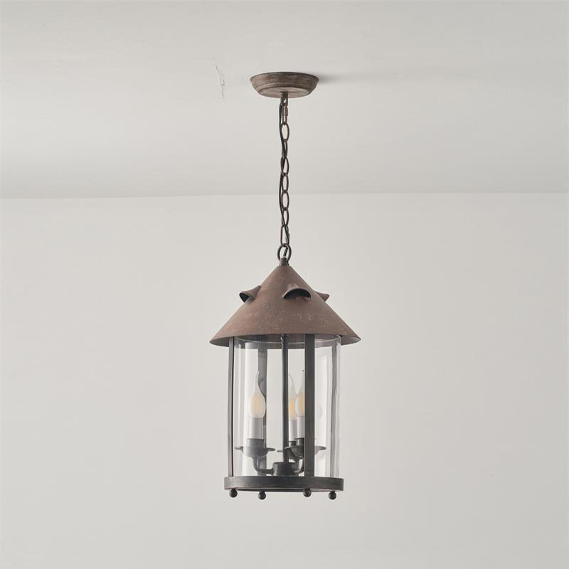 Tinduvyh Vintage Industrial Metal Glass Lantern Pendant Lamp