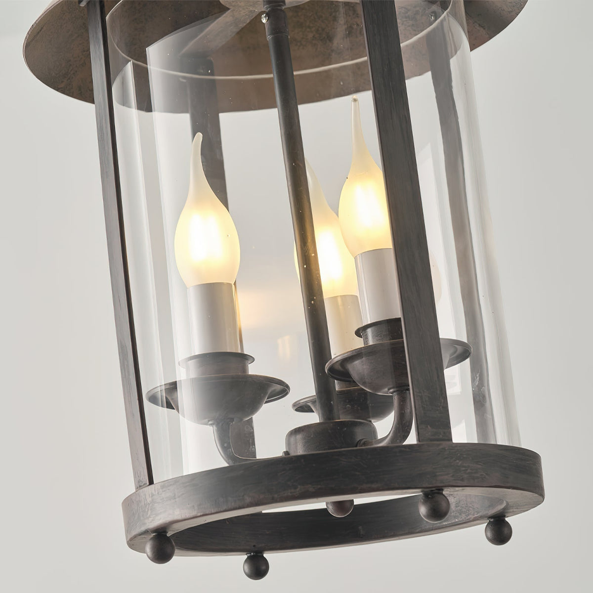 Tinduvyh Vintage Industrial Metal Glass Lantern Pendant Lamp