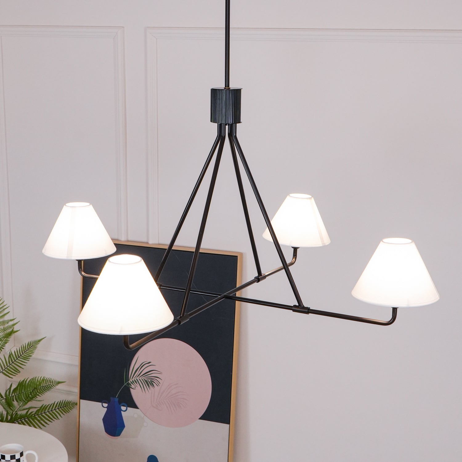 Vase Chandelier Cone Shade Minimalist