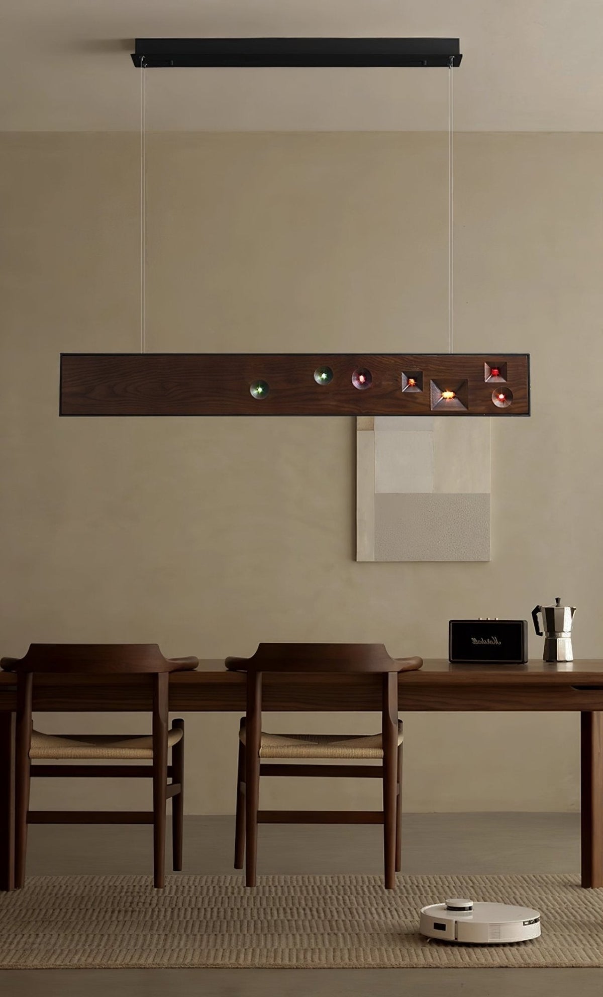 Elvorora Pendant Light Wood Gemstone Linear LED