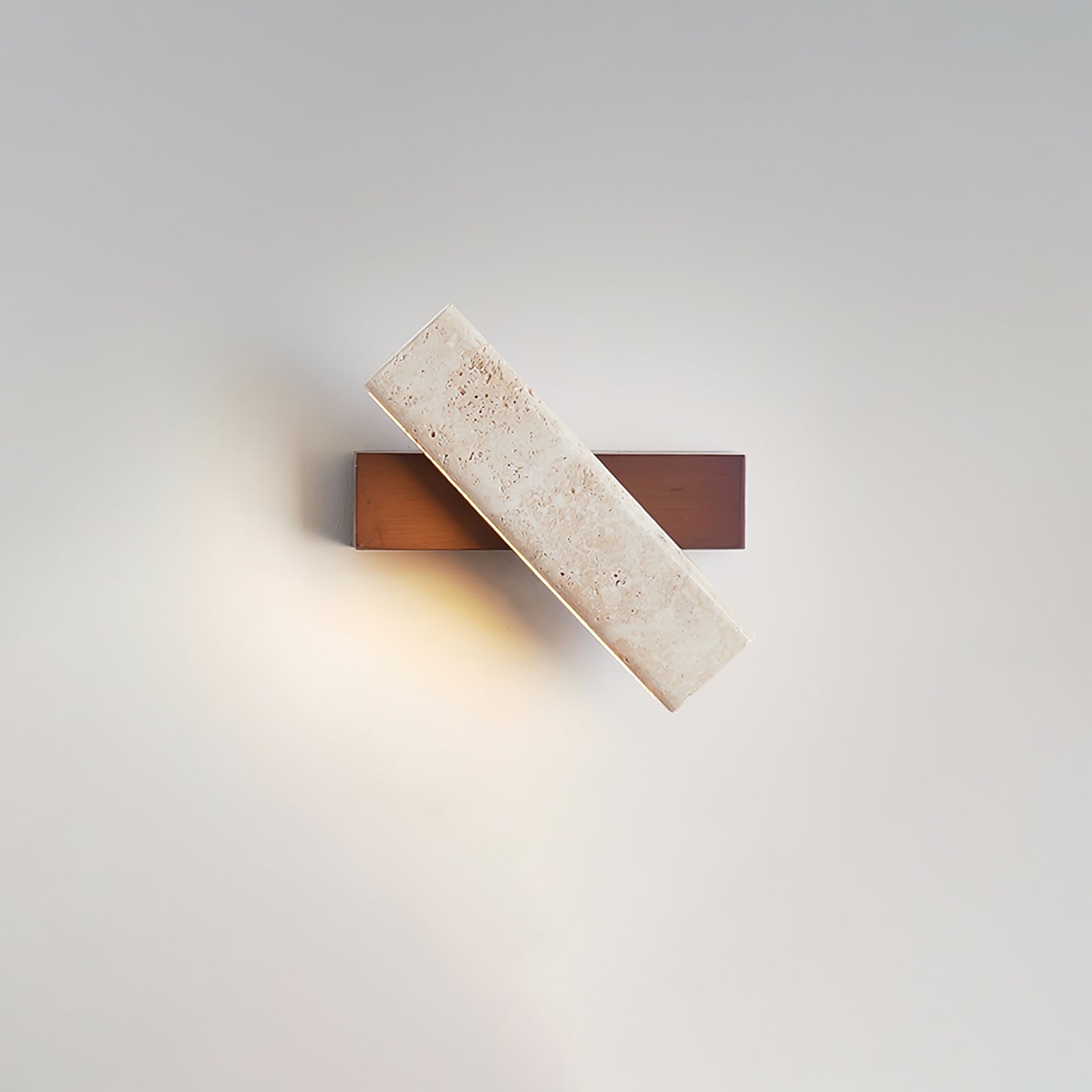 Ostruvyo Modern Minimalist Linear Walnut Travertine Wall Lamp