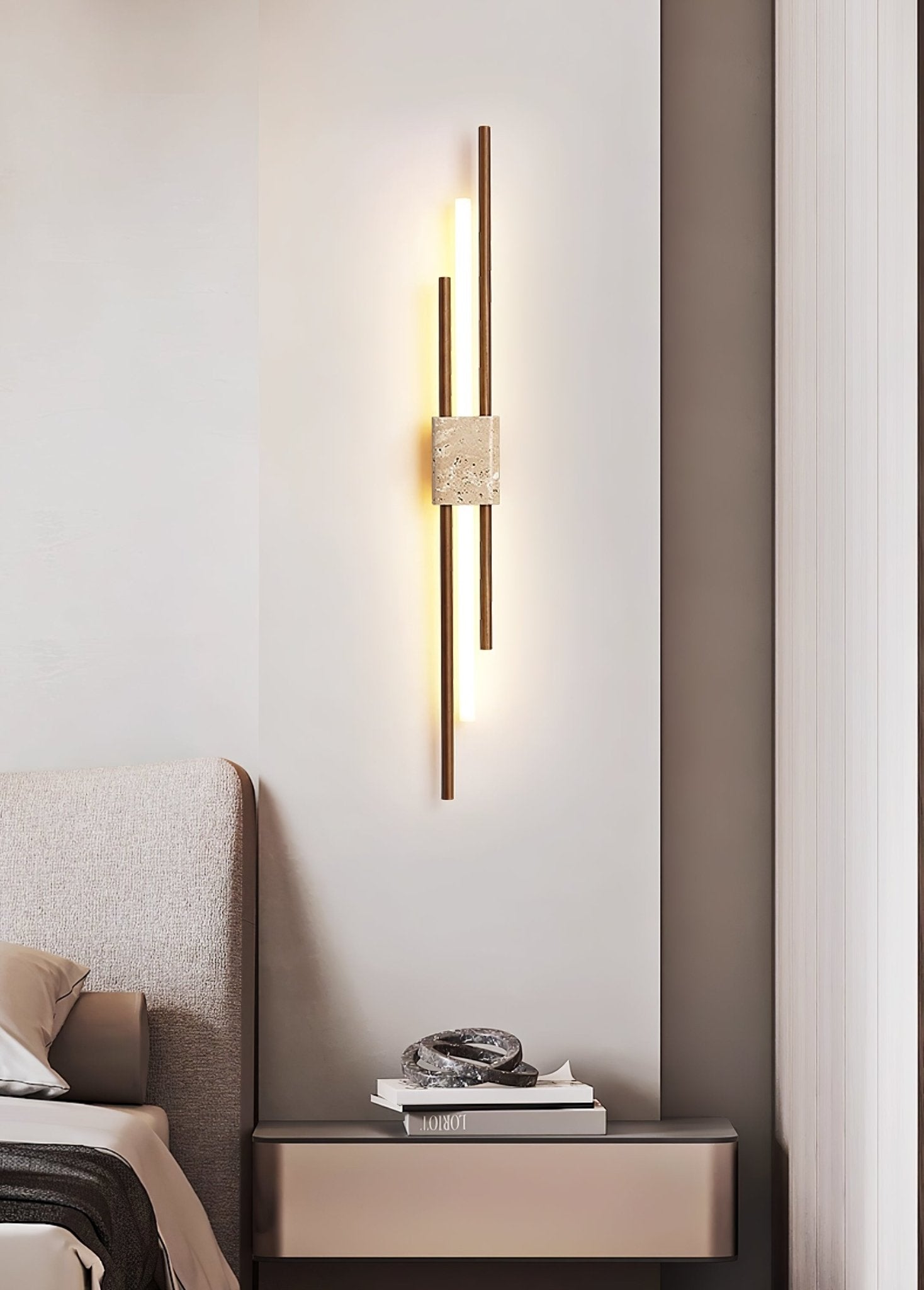 Eden Terra Travertine Wood Walnut Wall Light