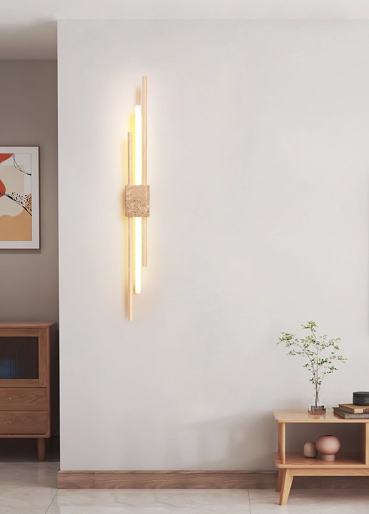 Eden Terra Travertine Wood Walnut Wall Light