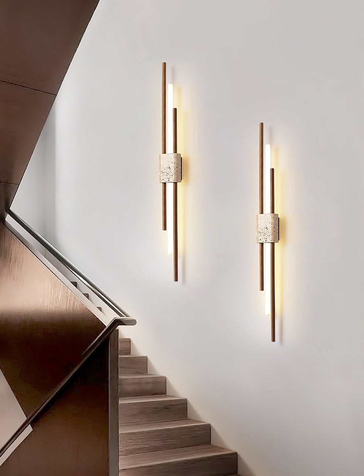 Eden Terra Travertine Wood Walnut Wall Light