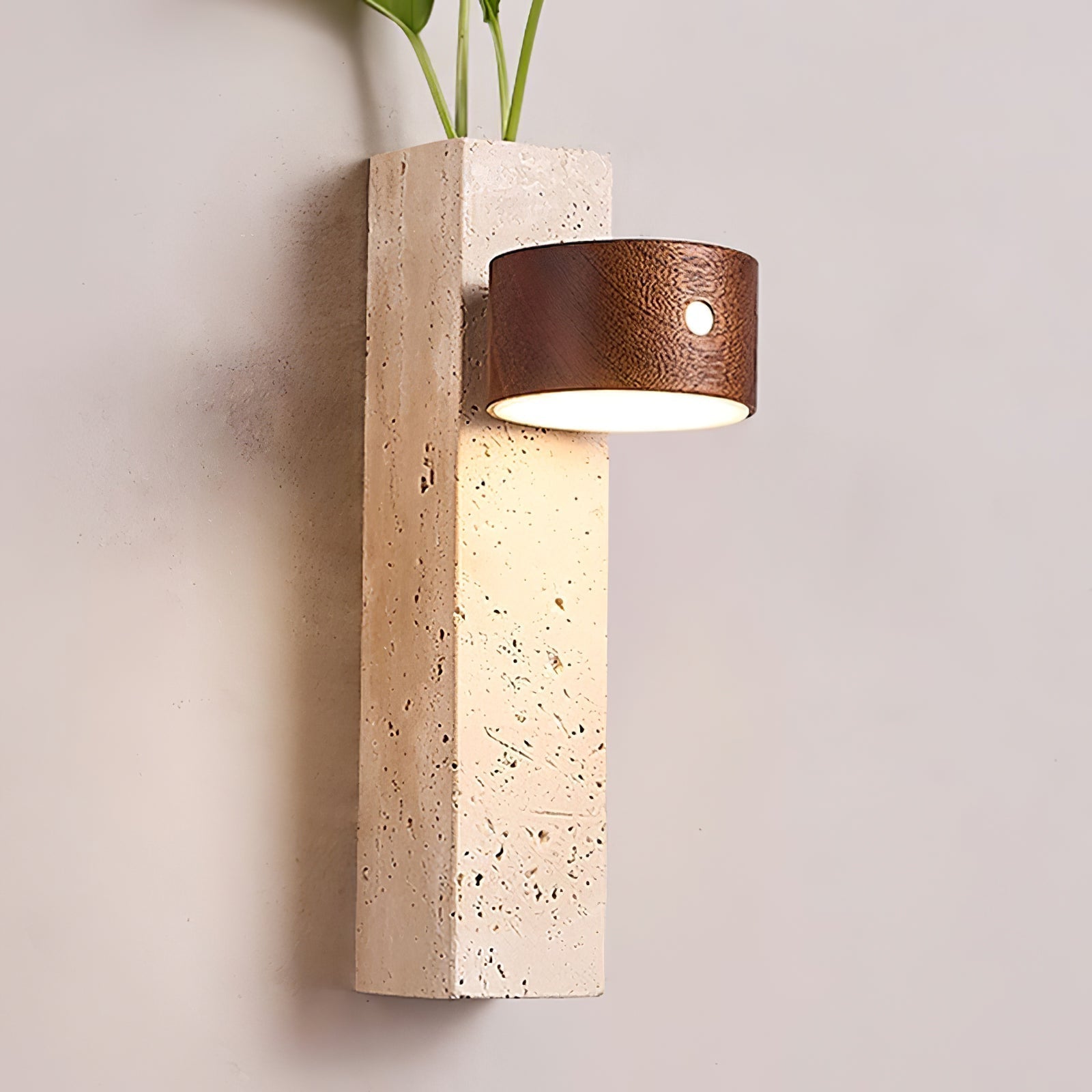 Dalvor Rectangular-Block Travertine Wall Light