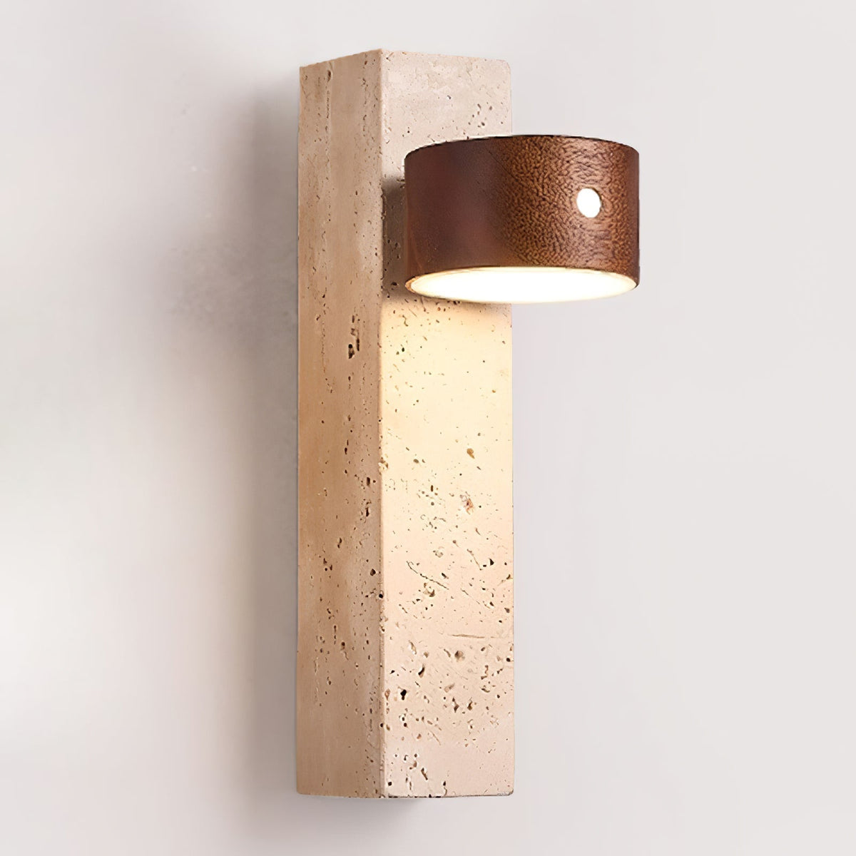 Dalvor Rectangular-Block Travertine Wall Light