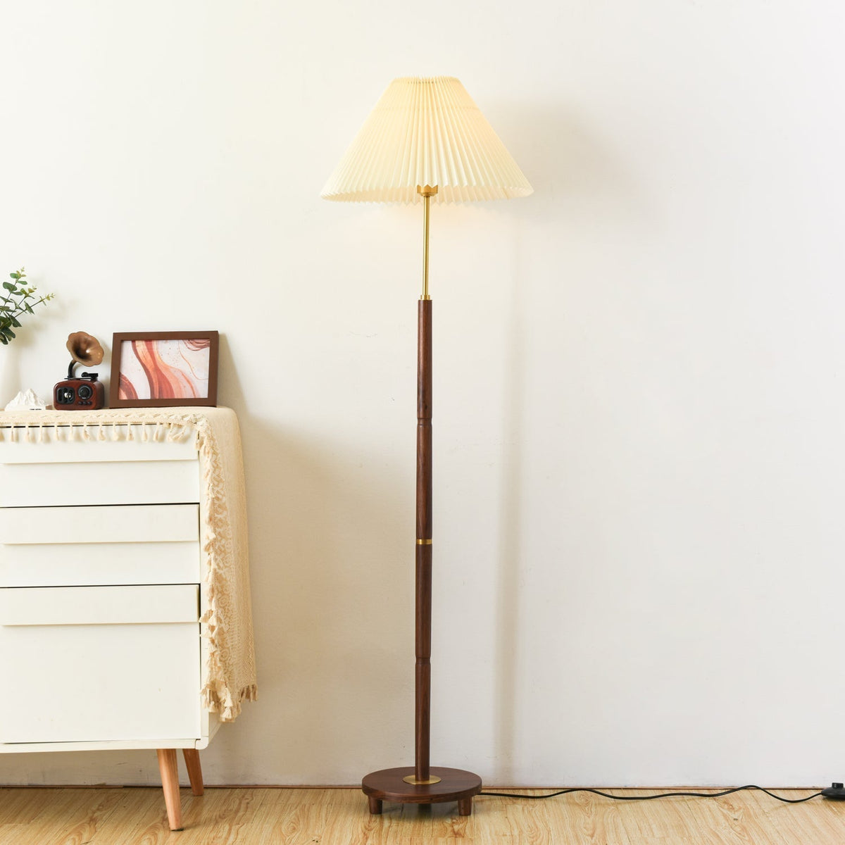 Haven Wood & Fabric Vintage Floor Lamp