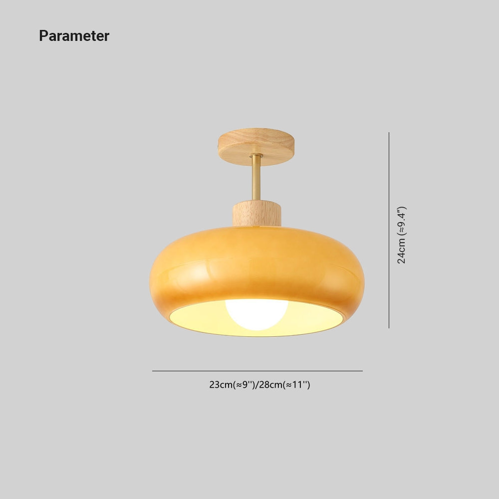 Valentina Flush Mount Ceiling Light Cup Minimalist Wood Glass - Neutral Decor