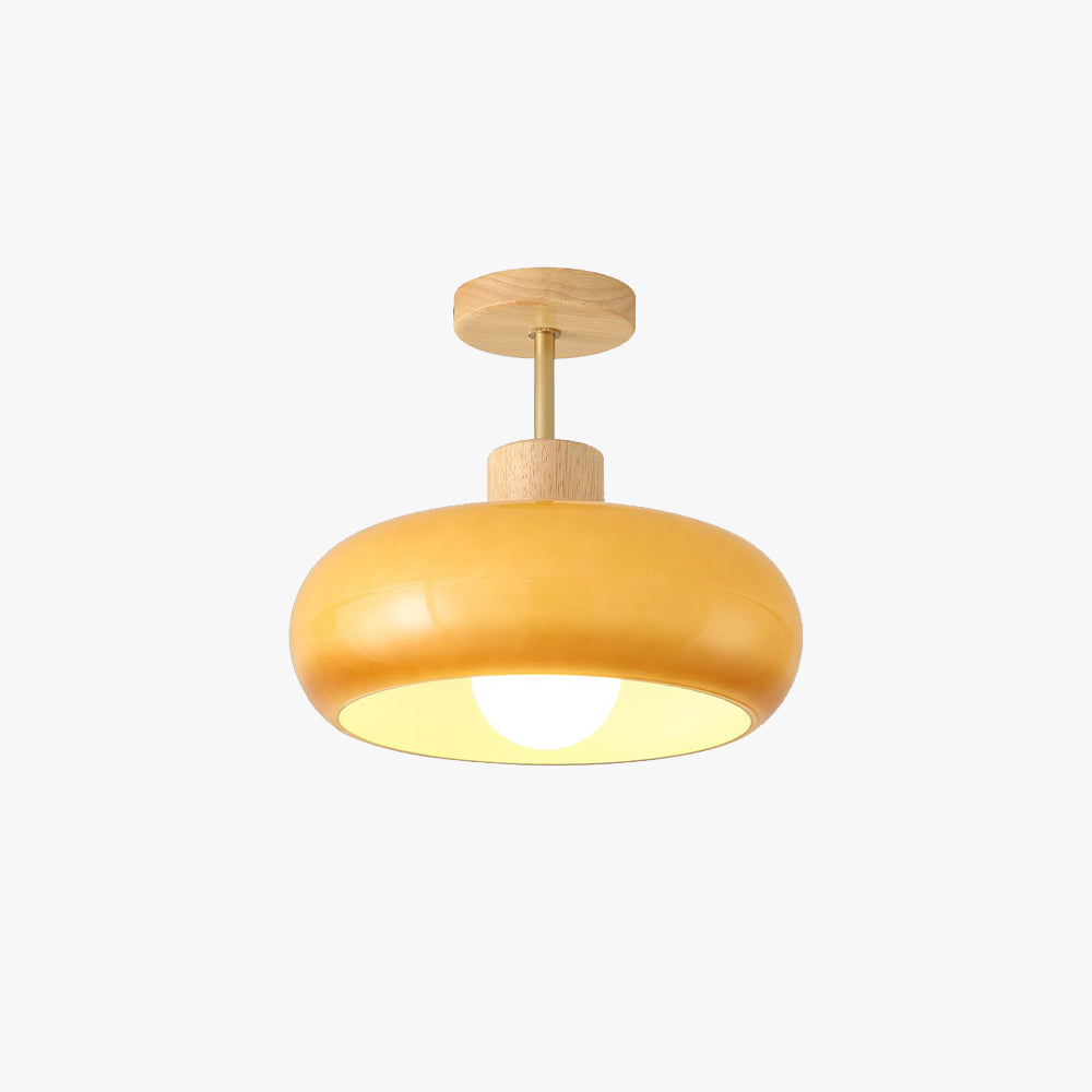 Valentina Flush Mount Ceiling Light Cup Minimalist Wood Glass - Neutral Decor