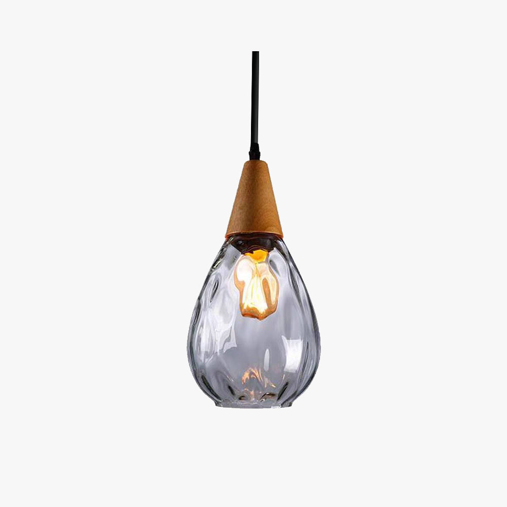 Avi Vintage Teardrop Pendant Light, Glass/Wood - Neutral Decor
