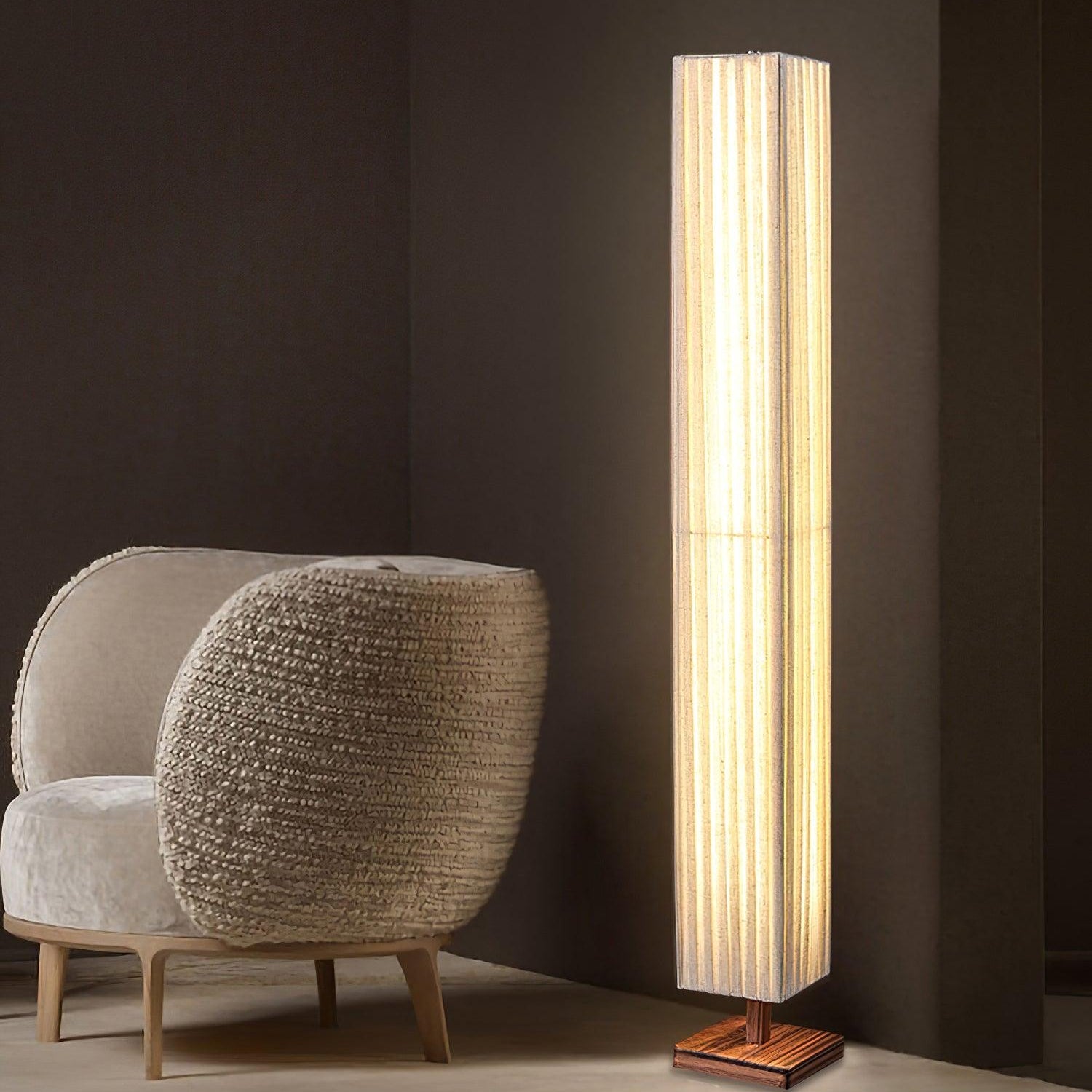 Vesolyre Japandi Fabric Floor Lamp - Neutral Decor