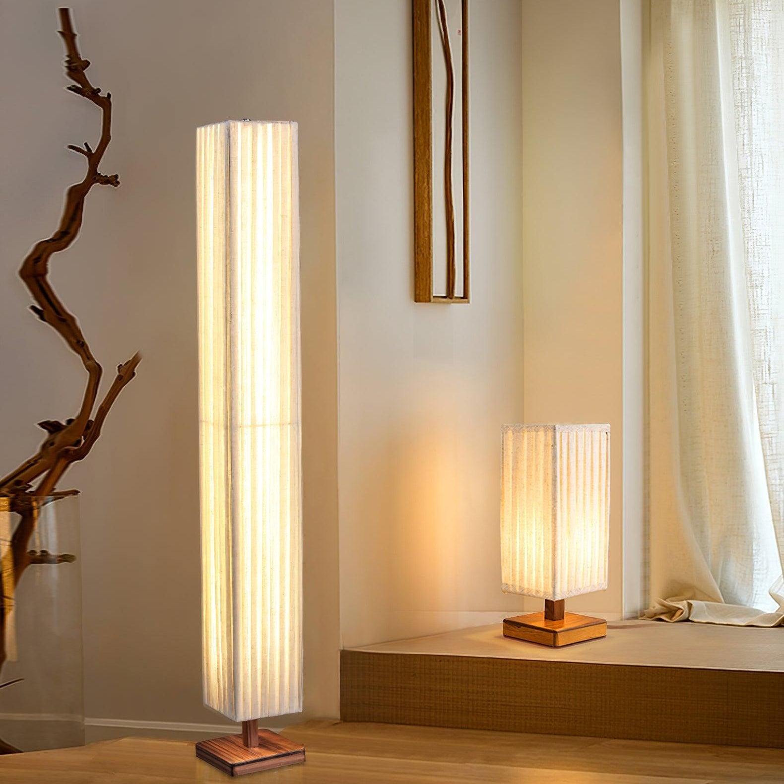 Vesolyre Japandi Fabric Floor Lamp - Neutral Decor