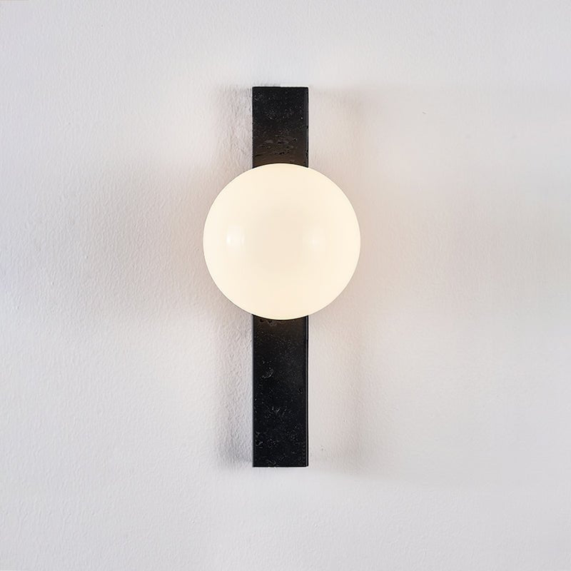 Zoshaira Globe Black Travertine Wall Sconce
