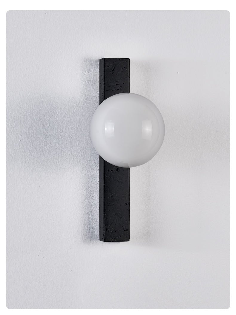 Zoshaira Globe Black Travertine Wall Sconce