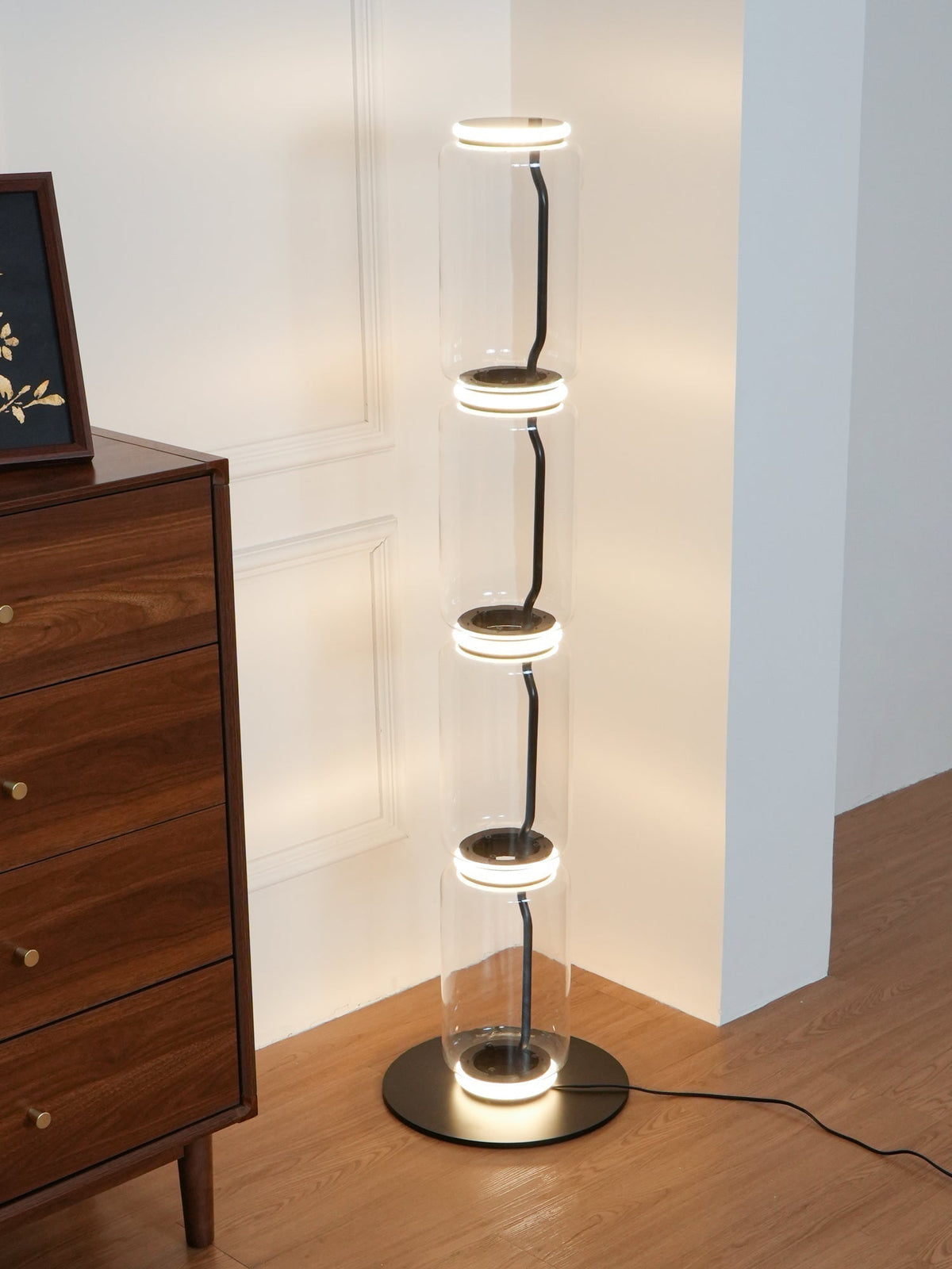 Cyrilys Floor Lamp Bamboo Glass