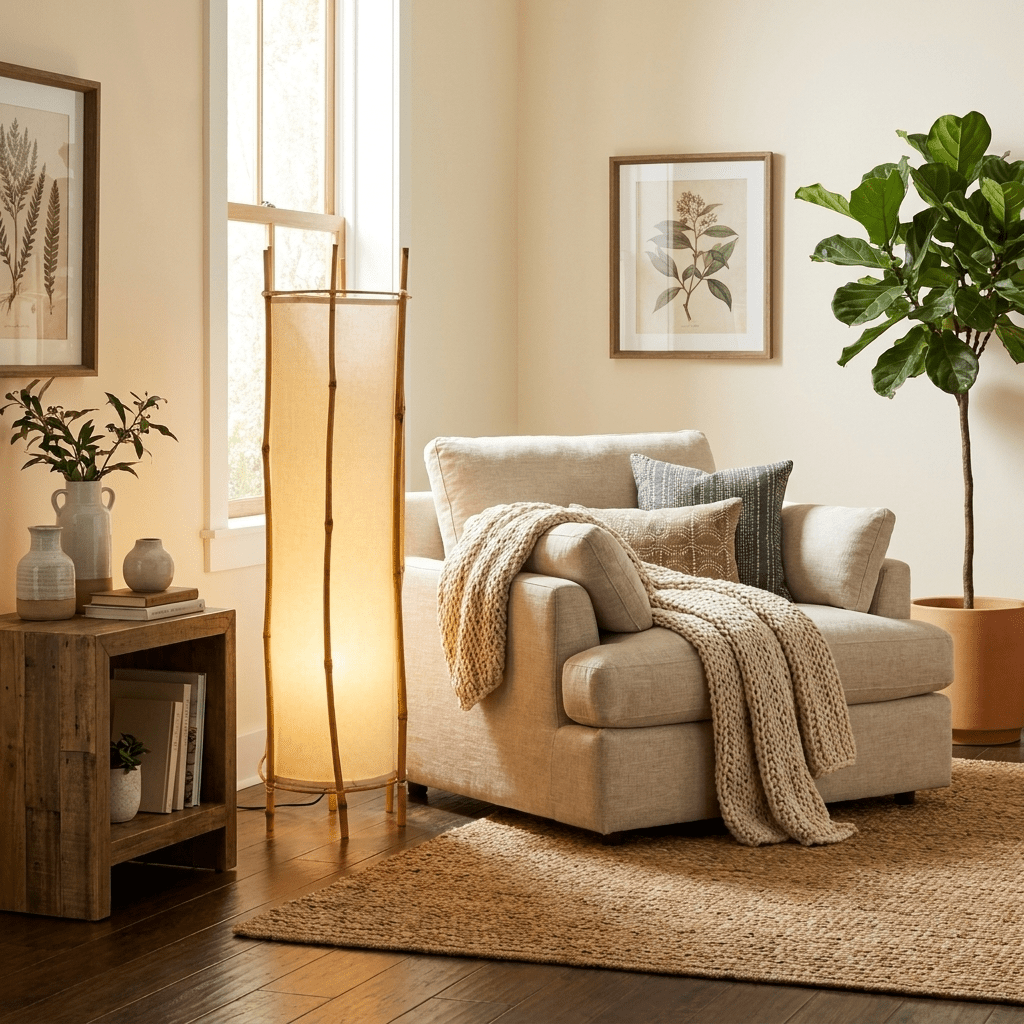 Canuia Bamboo Veil Lantern Floor Lamp