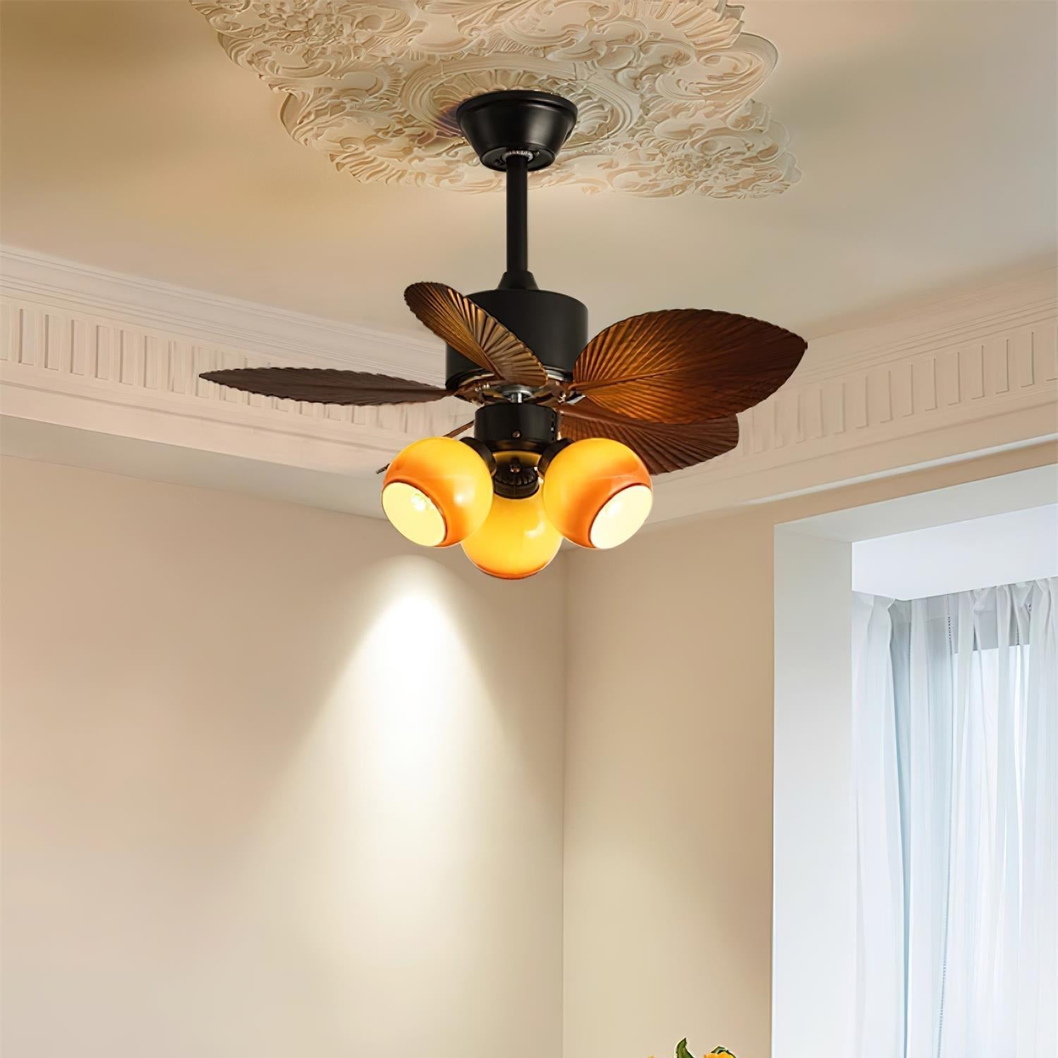Celenina Tropical Glass Ceiling Fan Light