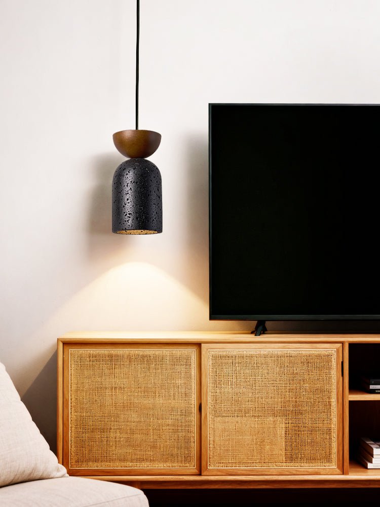 Iris Focused Black Travertine Pendant Light