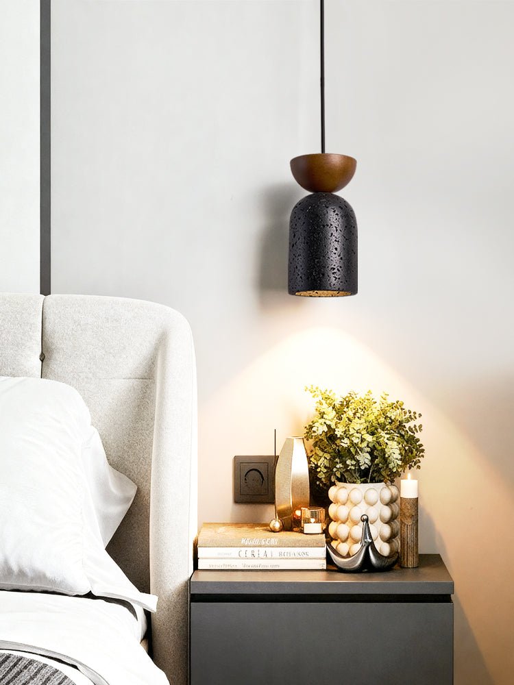 Iris Focused Black Travertine Pendant Light