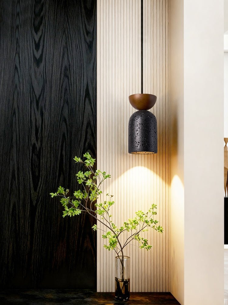 Iris Focused Black Travertine Pendant Light