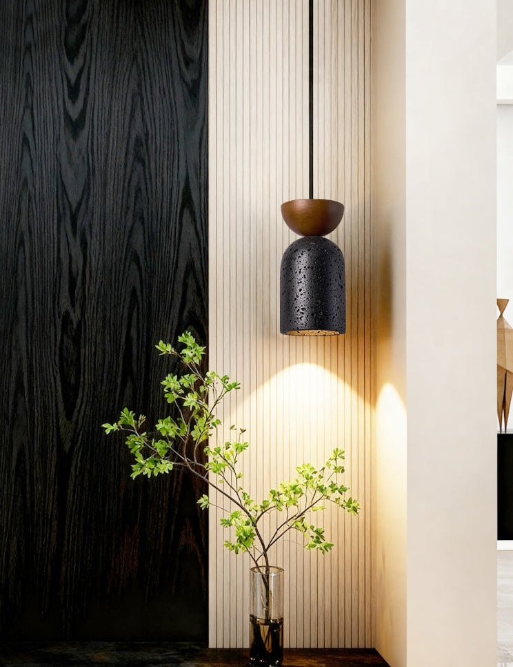 Iris Focused Black Travertine Pendant Light