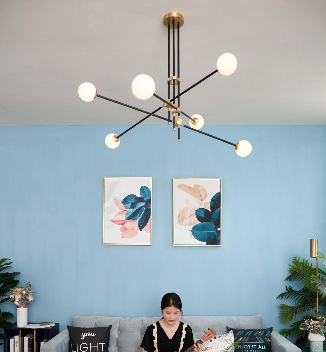 Celirissa Chandelier SI Brass Glass Globe