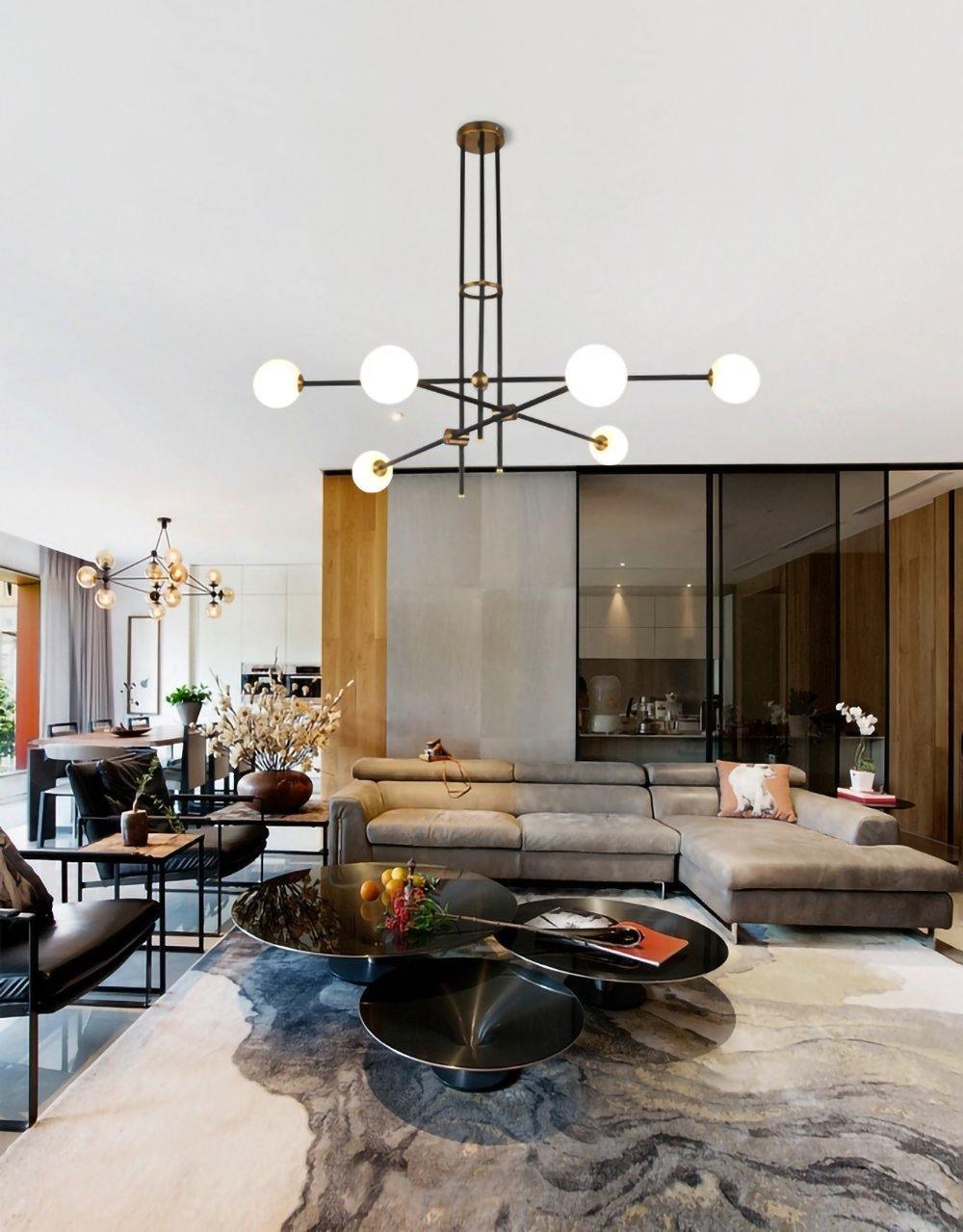 Celirissa Chandelier SI Brass Glass Globe