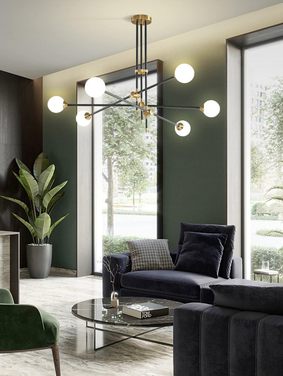 Celirissa Chandelier SI Brass Glass Globe