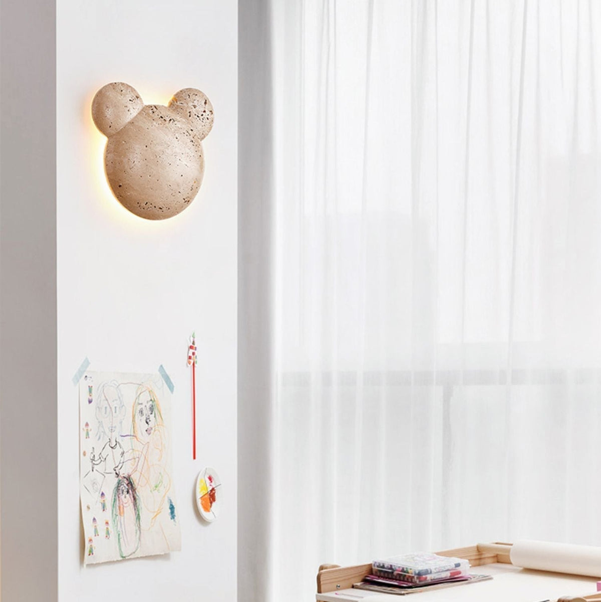 Tavi Yellow Travertine Bearstone Wall Lamp