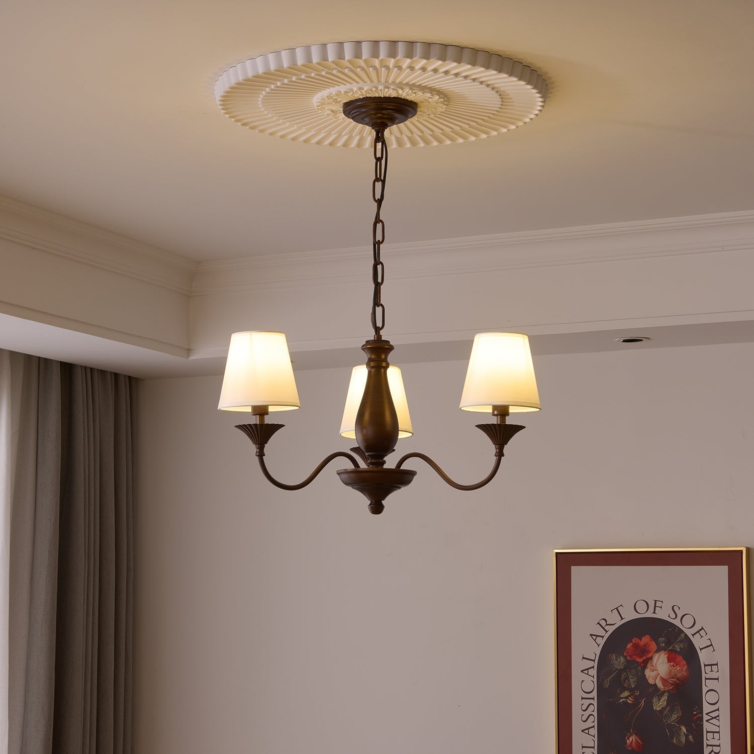 Ulenis Chandelier Fabric Shade Vintage