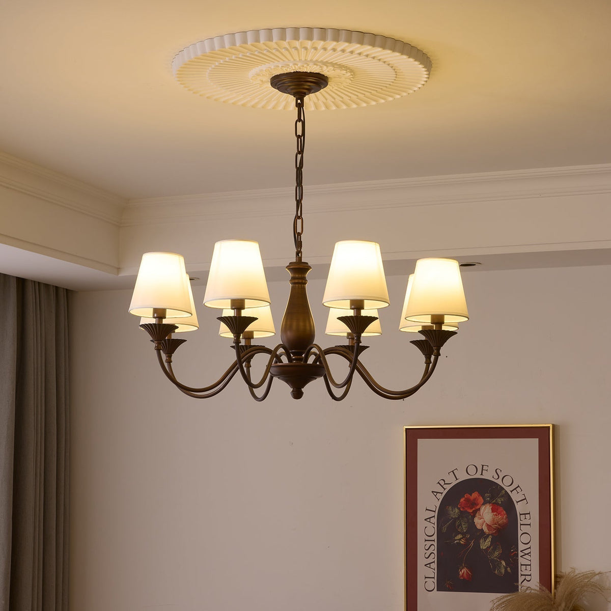 Ulenis Chandelier Fabric Shade Vintage