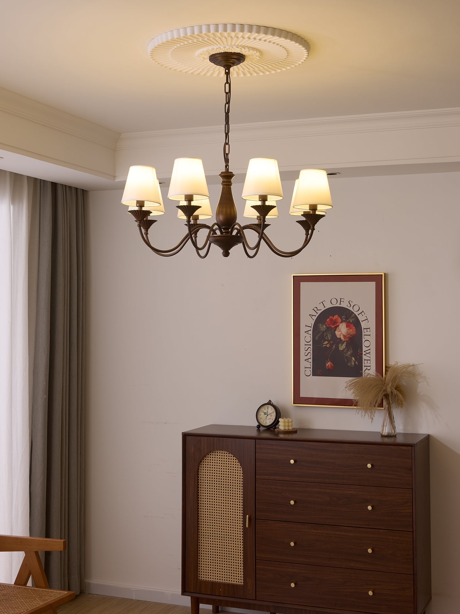 Ulenis Chandelier Fabric Shade Vintage