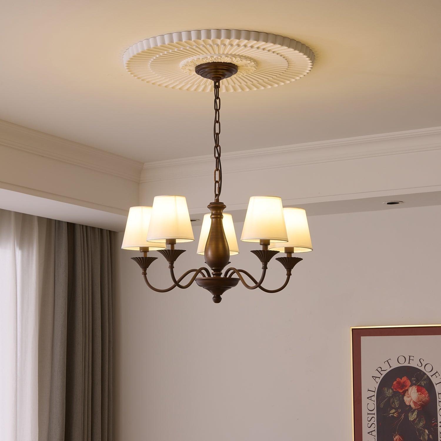 Ulenis Chandelier Fabric Shade Vintage