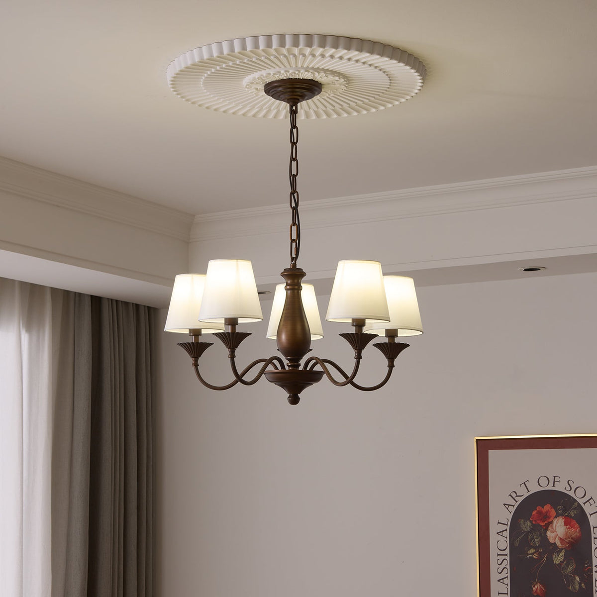 Ulenis Chandelier Fabric Shade Vintage