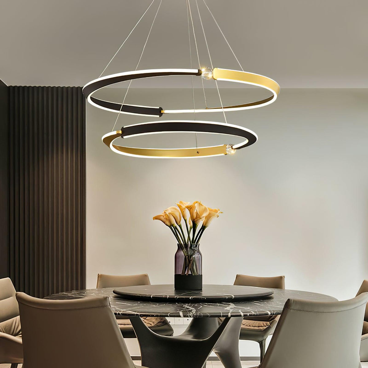 Elyerora Chandelier Crystal Black Gold Dining LED