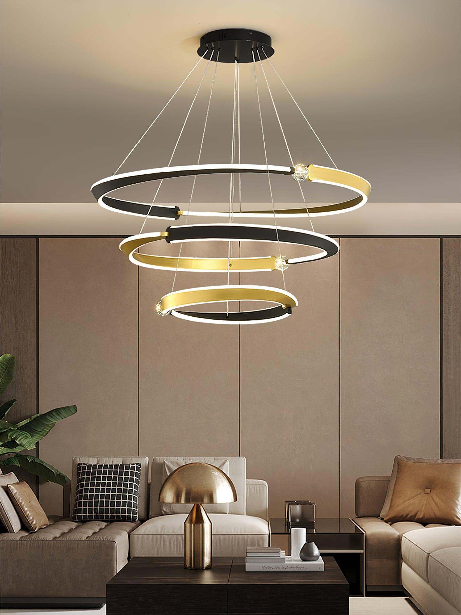 Elyerora Chandelier Crystal Black Gold Dining LED
