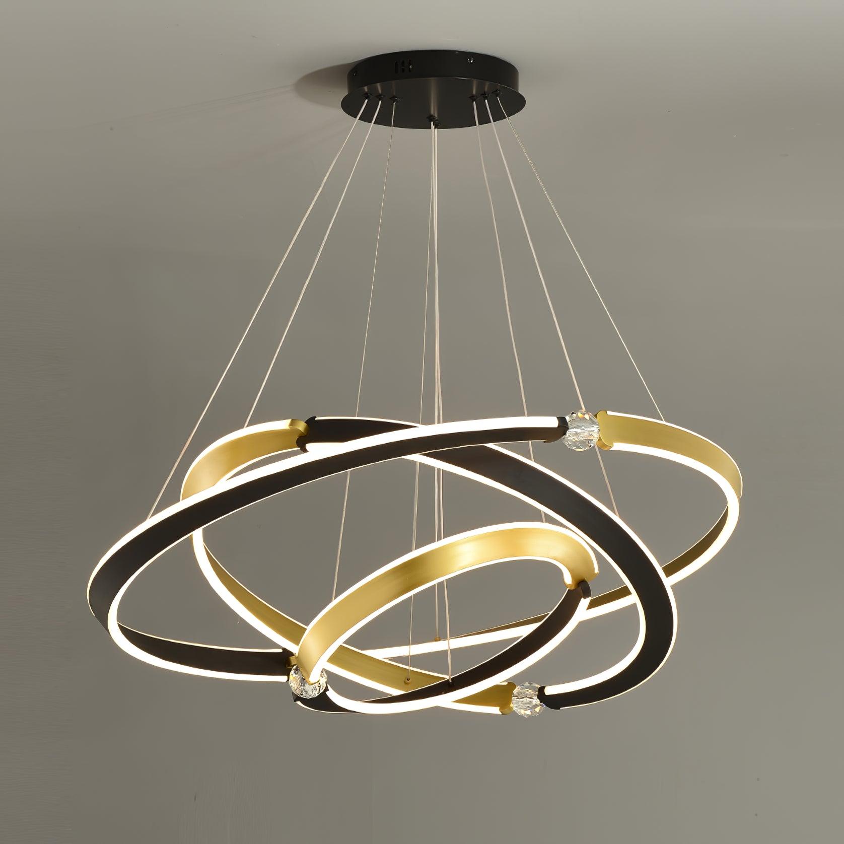 Elyerora Chandelier Crystal Black Gold Dining LED