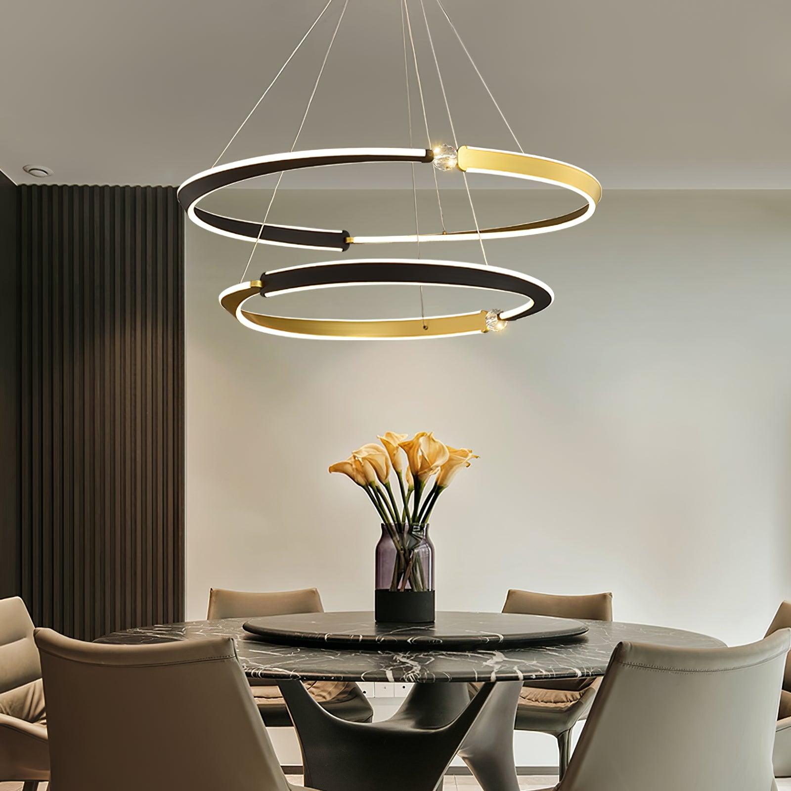 Elyerora Chandelier Crystal Black Gold Dining LED