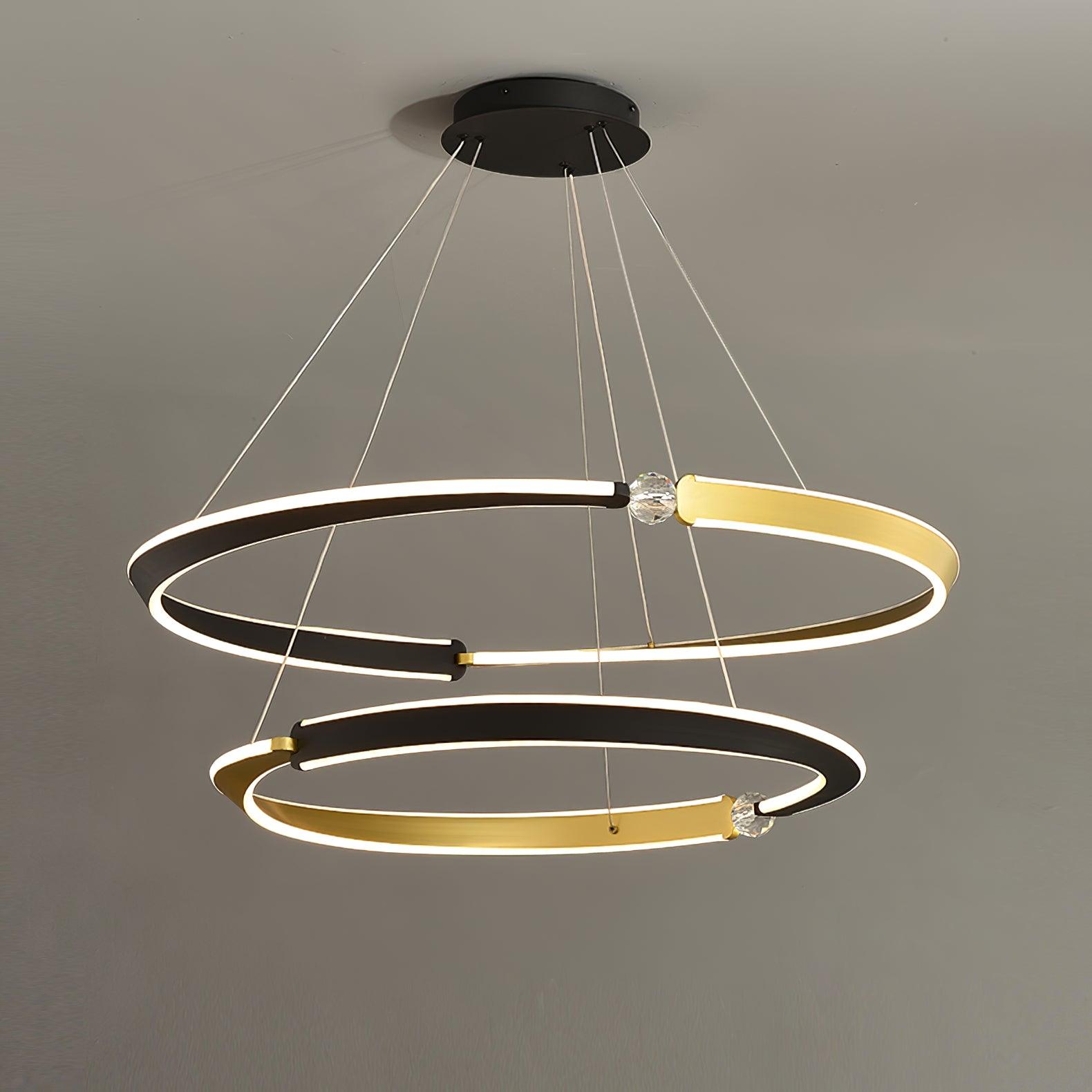 Elyerora Chandelier Crystal Black Gold Dining LED