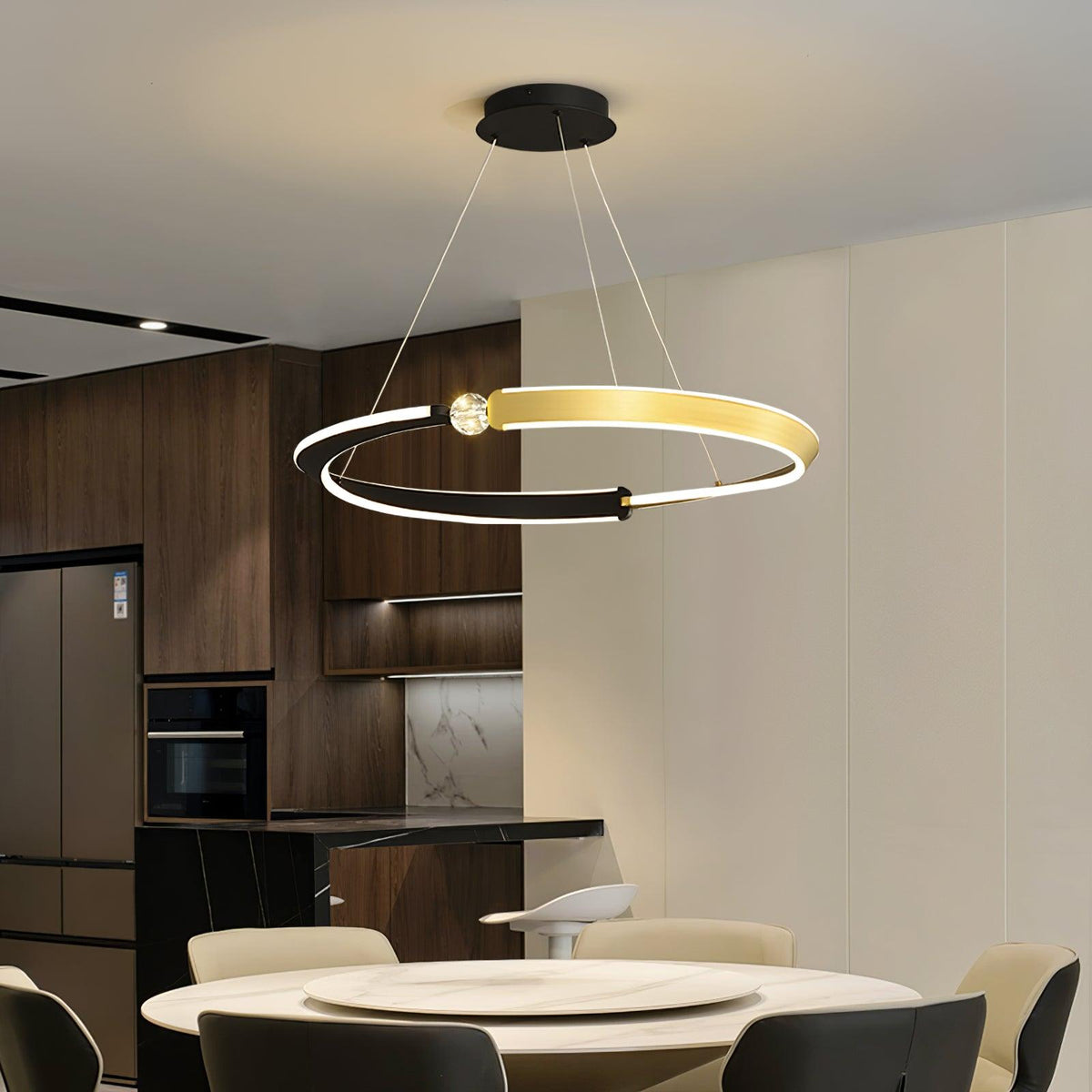 Elyerora Chandelier Crystal Black Gold Dining LED