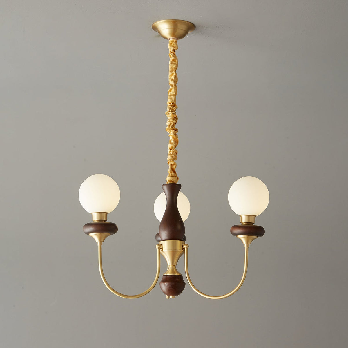 Cotheor Vintage Traditional Arc Wood Glass Chandelier