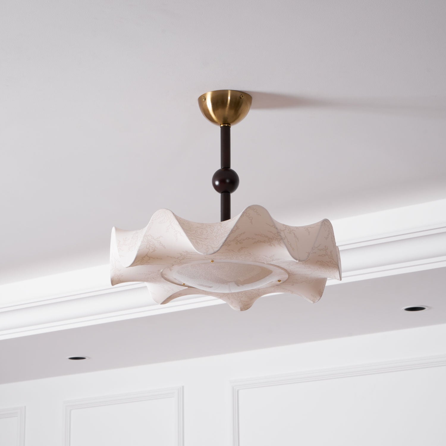 Avlorus Traditional Premium Elegance Wood Fabric Ceiling Light