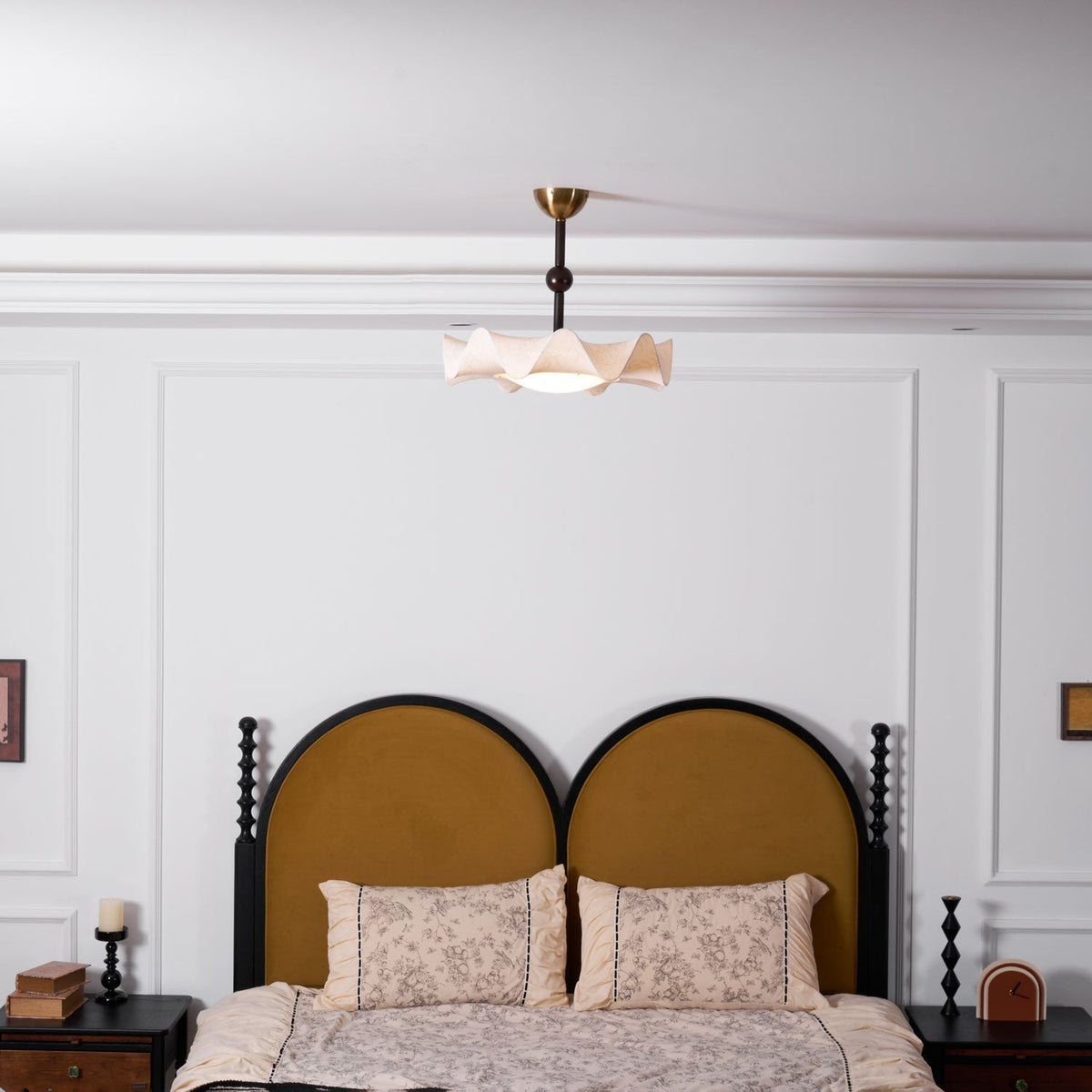 Avlorus Traditional Premium Elegance Wood Fabric Ceiling Light
