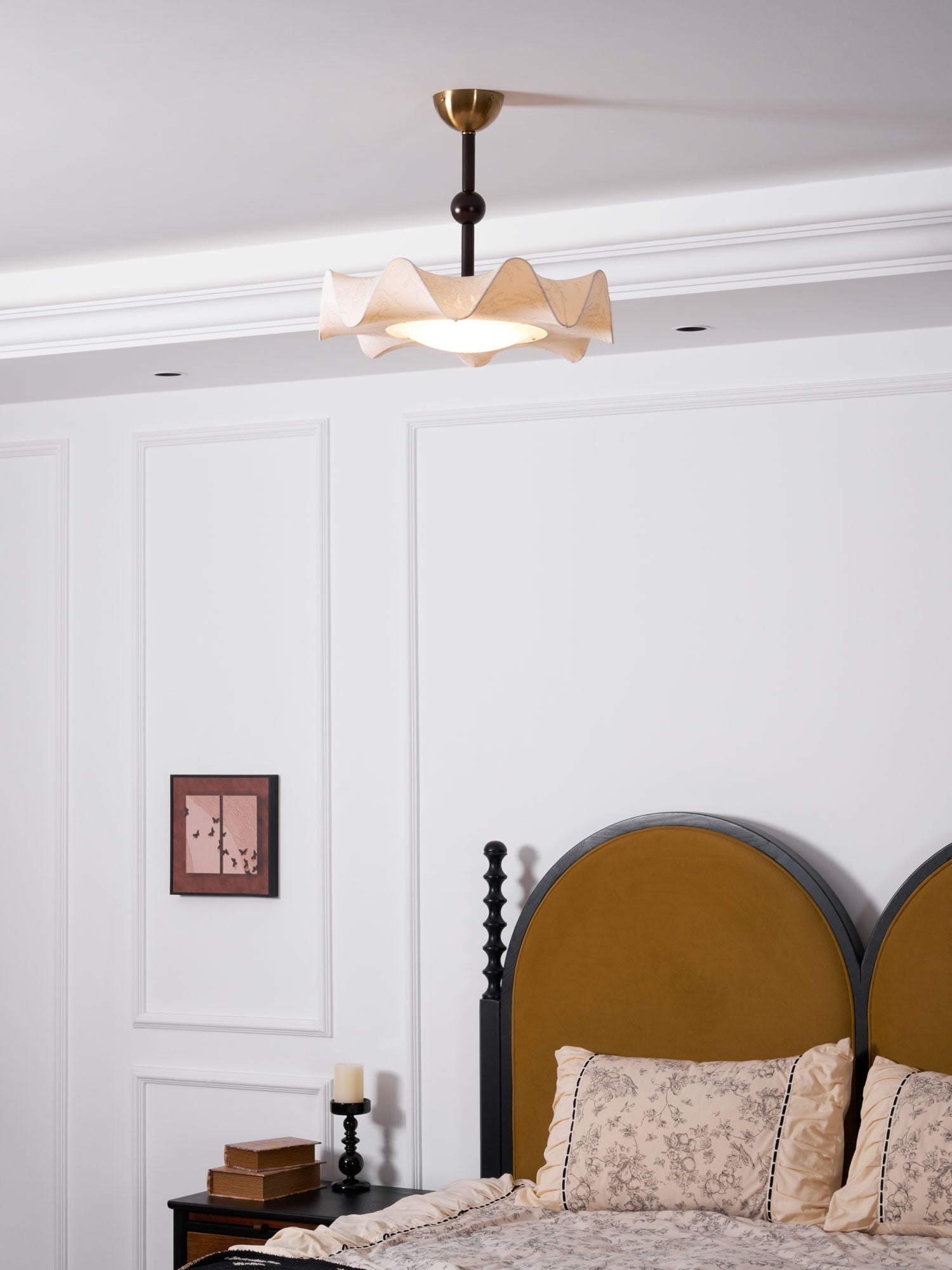 Avlorus Traditional Premium Elegance Wood Fabric Ceiling Light