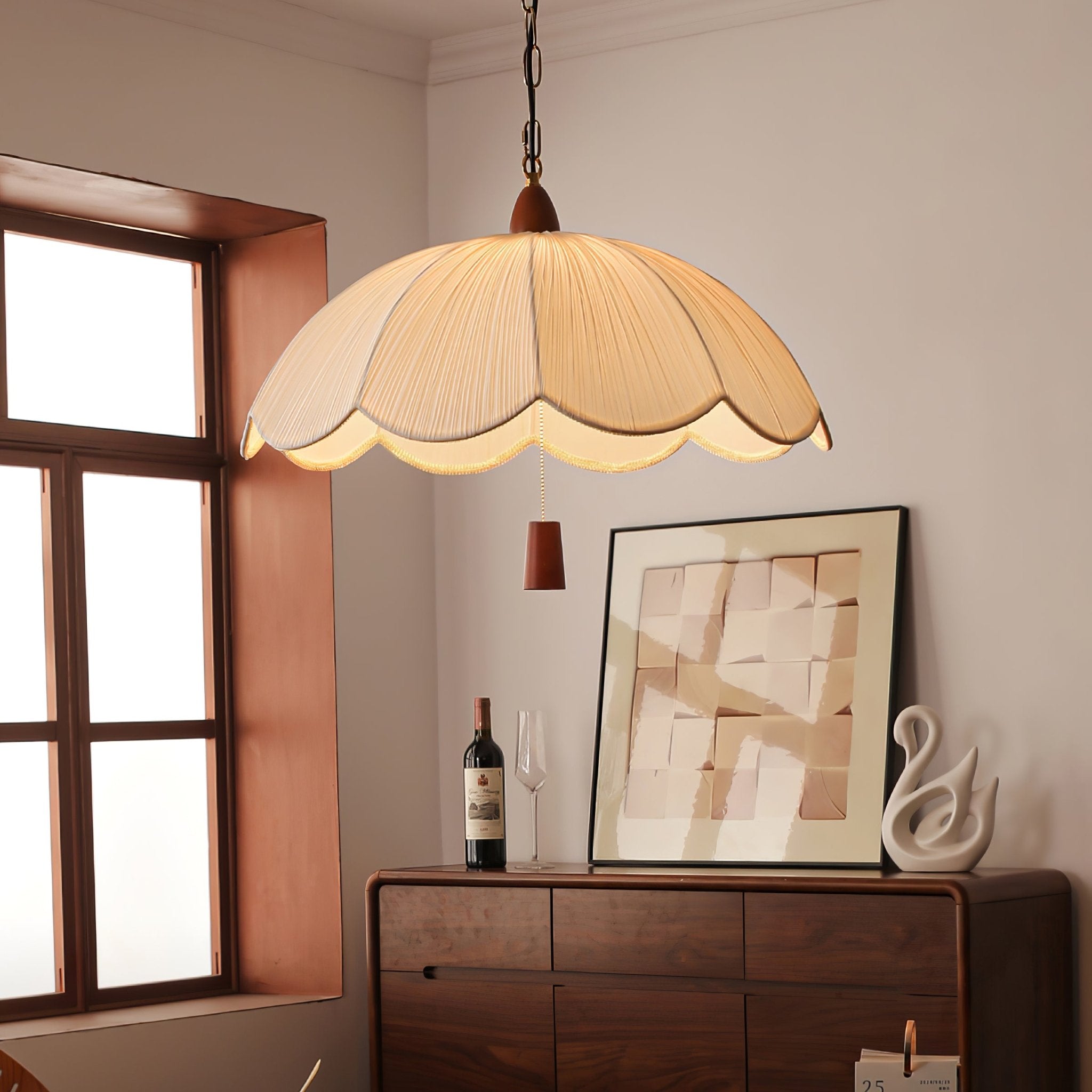 Vephael Art Nouveau Fabric Pendant Light