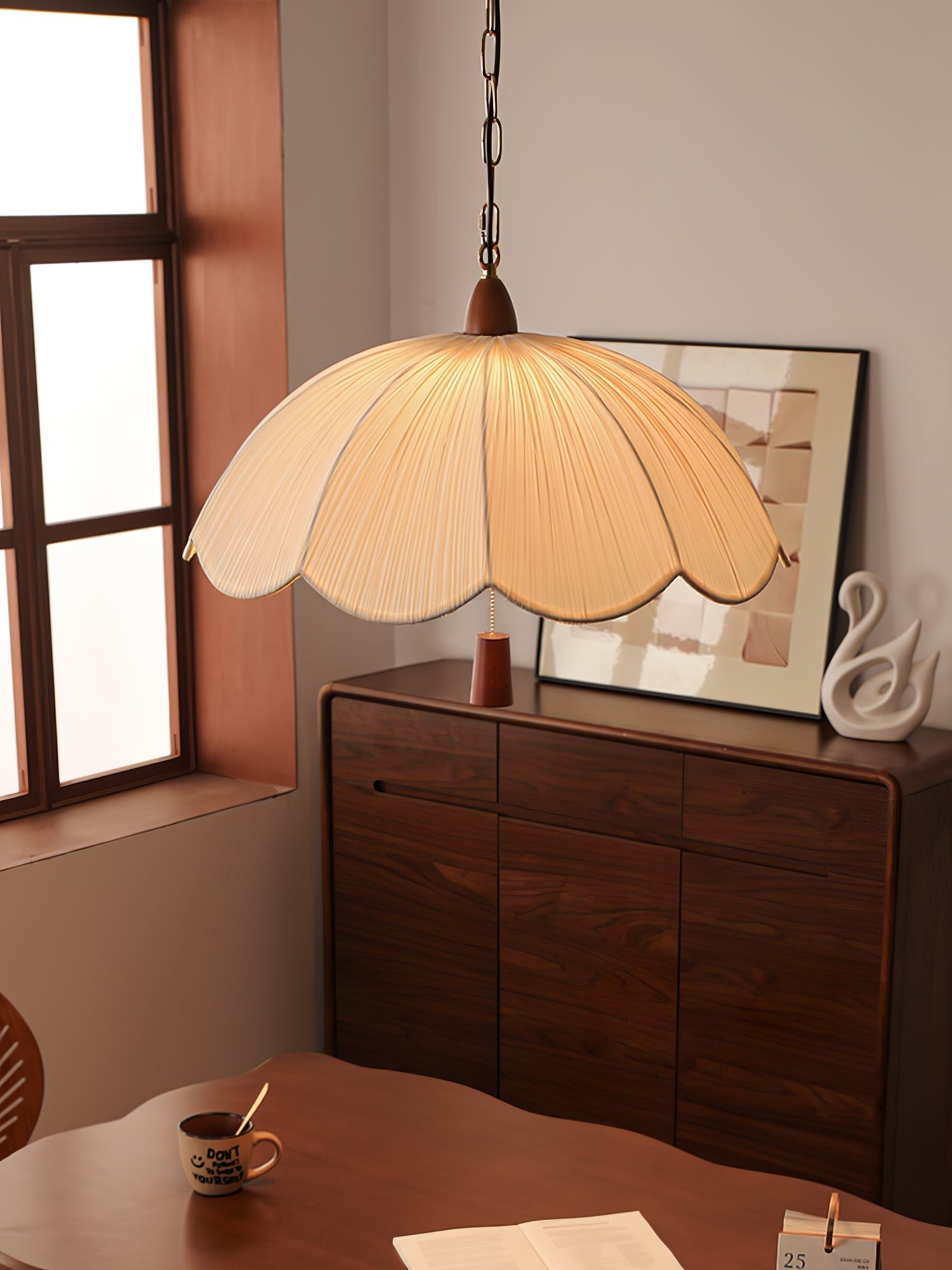 Vephael Art Nouveau Fabric Pendant Light